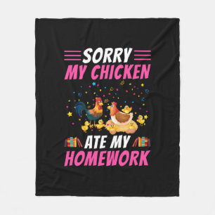 Chicken Art My Chicken Ate My Homework Fleece Blanket