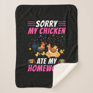 Chicken Art My Chicken Ate My Homework Sherpa Blanket