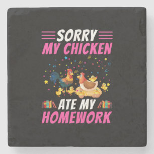 Chicken Art My Chicken Ate My Homework Stone Coaster