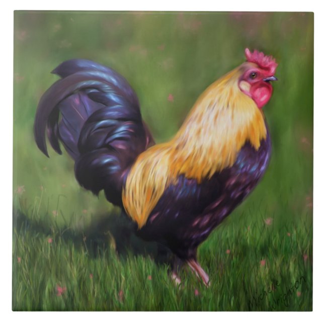 Chicken Art Stuart Bantam Rooster Tile (Front)