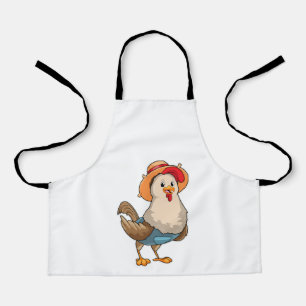 Chicken as Farmer with Hat Apron