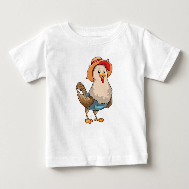 Chicken as Farmer with Hat Baby T-Shirt (Front)