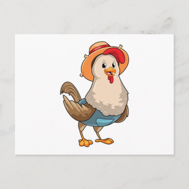 Chicken as Farmer with Hat Postcard (Front)
