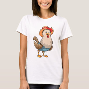 Chicken as Farmer with Hat T-Shirt
