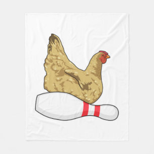 Chicken at Bowling with Bowling pin Fleece Blanket