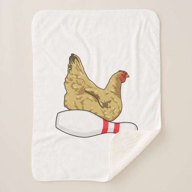 Chicken at Bowling with Bowling pin Sherpa Blanket (Front)