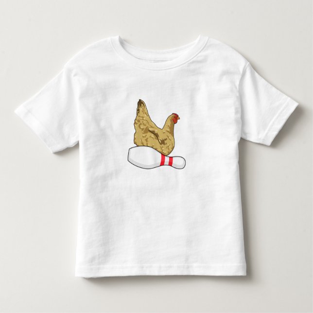 Chicken at Bowling with Bowling pin Toddler T-Shirt (Front)