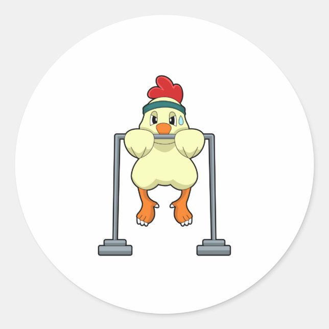 Chicken at Fitness Pull-ups Classic Round Sticker (Front)