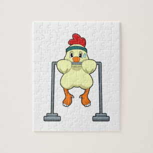 Chicken at Fitness Pull-ups Jigsaw Puzzle