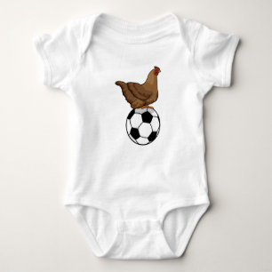 Chicken at Soccer Sports Baby Bodysuit