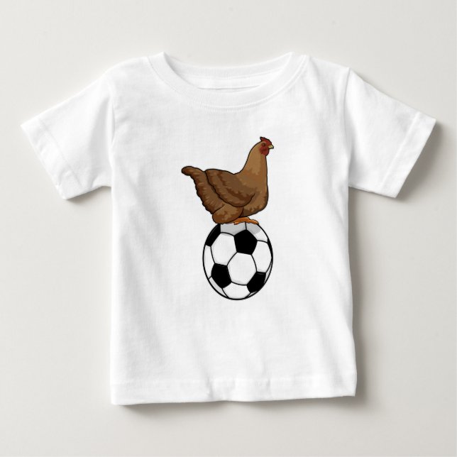 Chicken at Soccer Sports Baby T-Shirt (Front)