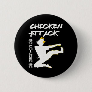 Chicken Attack Go Chicken Go White Ninja Meme 6 Cm Round Badge