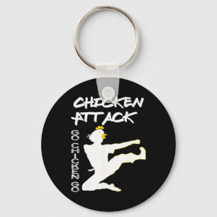Chicken Attack Go Chicken Go White Ninja Meme Key Ring