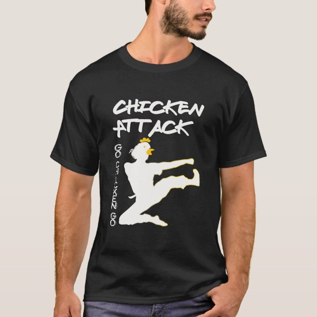 Chicken Attack Go Chicken Go White Ninja Meme T-Shirt (Front)
