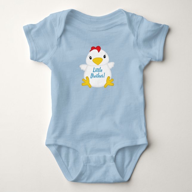 Chicken Baby Shower Blue Baby Bodysuit (Front)