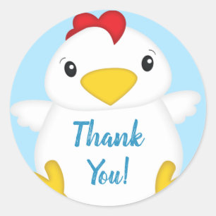 Chicken Baby Shower Blue Boy Classic Round Sticker