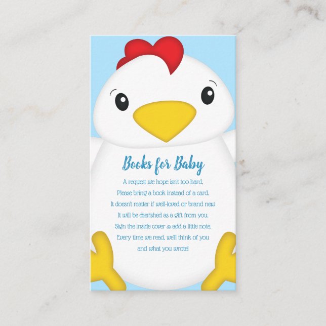 Chicken Baby Shower Blue Enclosure Card (Front)