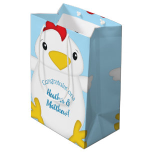 Chicken Baby Shower Blue Medium Gift Bag