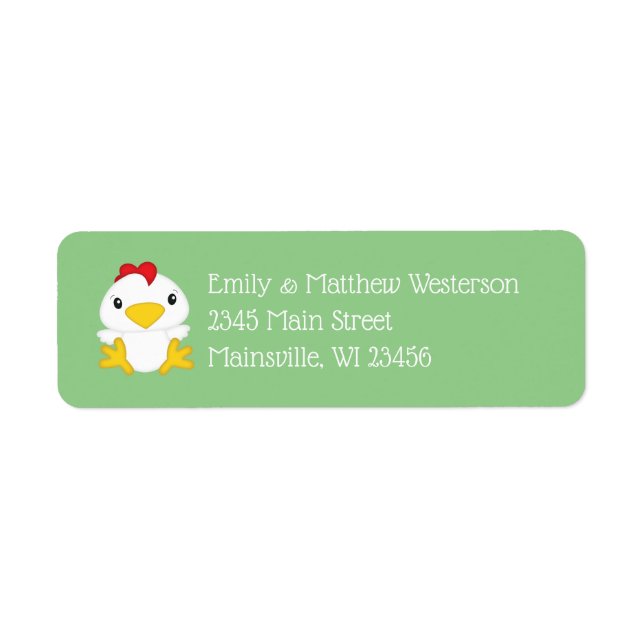 Chicken Baby Shower Farm Return Address Label (Front)