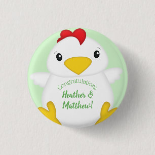 Chicken Baby Shower Green 3 Cm Round Badge