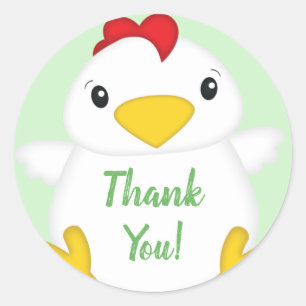 Chicken Baby Shower Green Classic Round Sticker