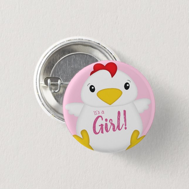 Chicken Baby Shower Pink Farm 3 Cm Round Badge (Front & Back)