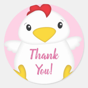 Chicken Baby Shower Pink Farm Classic Round Sticker