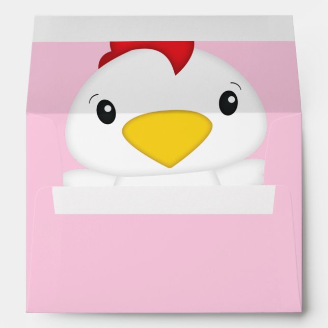 Chicken Baby Shower Pink Farm Envelope (Back (Bottom))