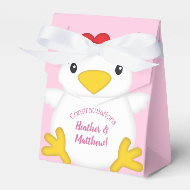 Chicken Baby Shower Pink Farm Favour Box (Front Side)