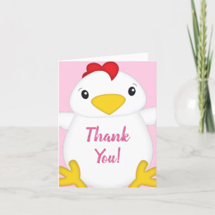 Chicken Baby Shower Pink Farm Thank You Card