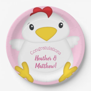 Chicken Baby Shower Pink Paper Plate