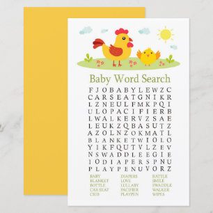 Chicken Baby Shower Word Search Game