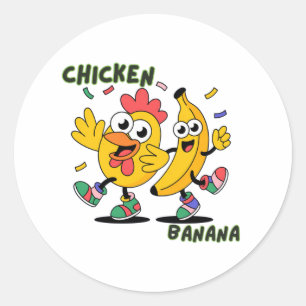 CHICKEN BANANA DANCE CLASSIC ROUND STICKER