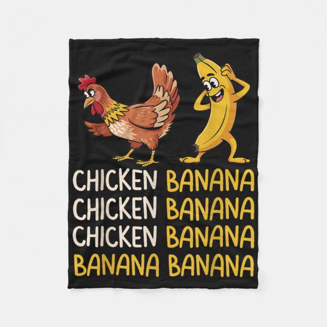 Chicken Banana  Fleece Blanket (Front)