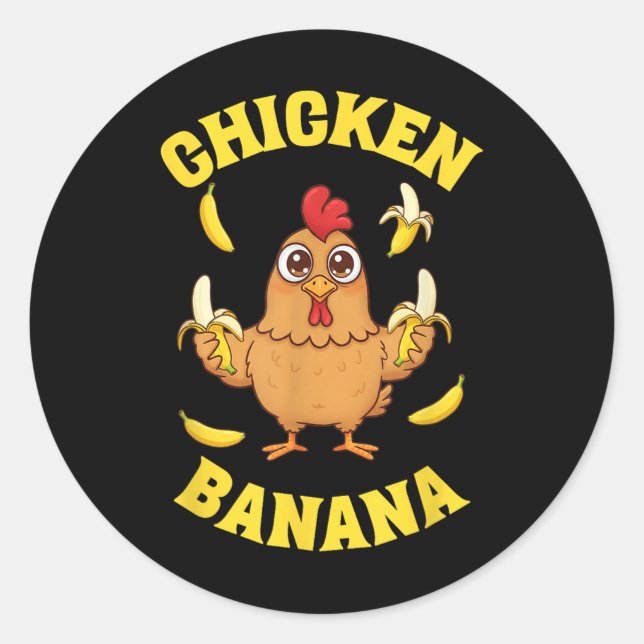 Chicken Banana Funny  Classic Round Sticker (Front)