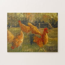 Chicken Barnyard Original Painting Challenging
