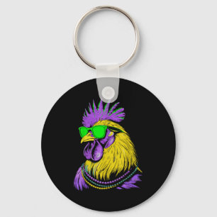 Chicken Beads Mardi Gras Carnival Design Key Ring