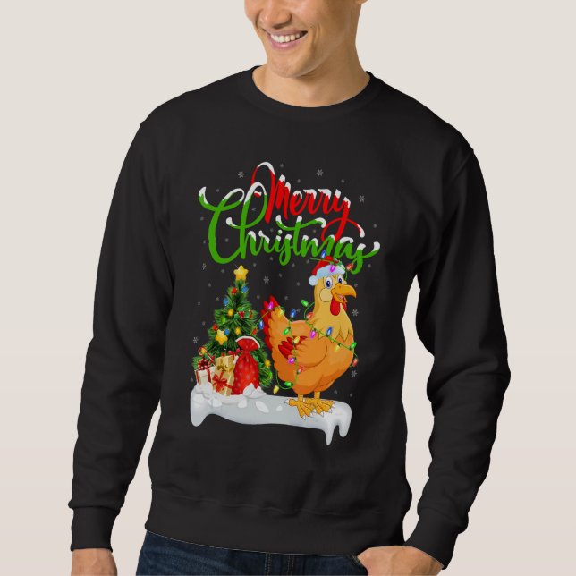 Chicken Bird   Xmas Decorations Santa Chicken Chri Sweatshirt (Front)