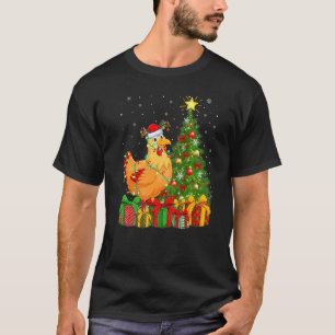Chicken Bird Xmas Holiday Santa Chicken Christmas T-Shirt