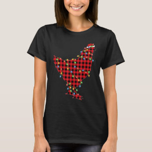 Chicken Bird Xmas Lights Red Buffalo Plaid Chicken T-Shirt