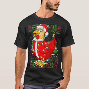 Chicken Bird Xmas Lights Ugly Santa Chicken Chris T-Shirt