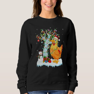 Chicken Bird Xmas Tree Lighting Santa Hat Chicken Sweatshirt