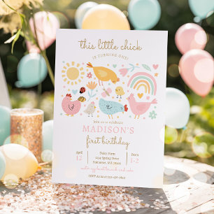 Chicken Birthday Little Chick Spring Farm Party Invitation