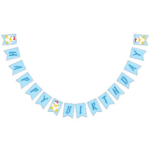 Chicken Birthday Party Blue Bunting