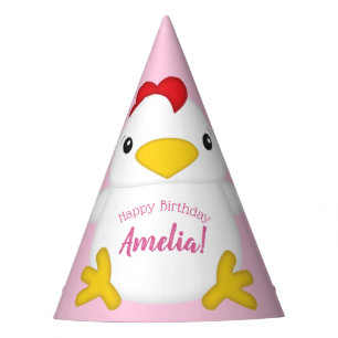 Chicken Birthday Party Pink Hat