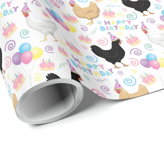 Chicken Birthday Wrapping Paper (Roll Corner)