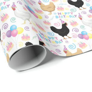 Chicken Birthday Wrapping Paper