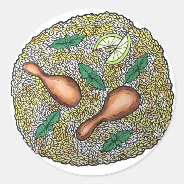 Chicken Biryani Indian Mixed Rice Dish Food Dinner Classic Round Sticker (Front)