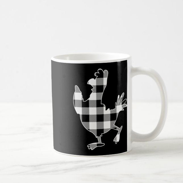 Chicken Black &amp; White Buffalo Plaid Merry Chri Coffee Mug (Right)