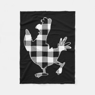Chicken Black & White Buffalo Plaid Merry Chri Fleece Blanket
